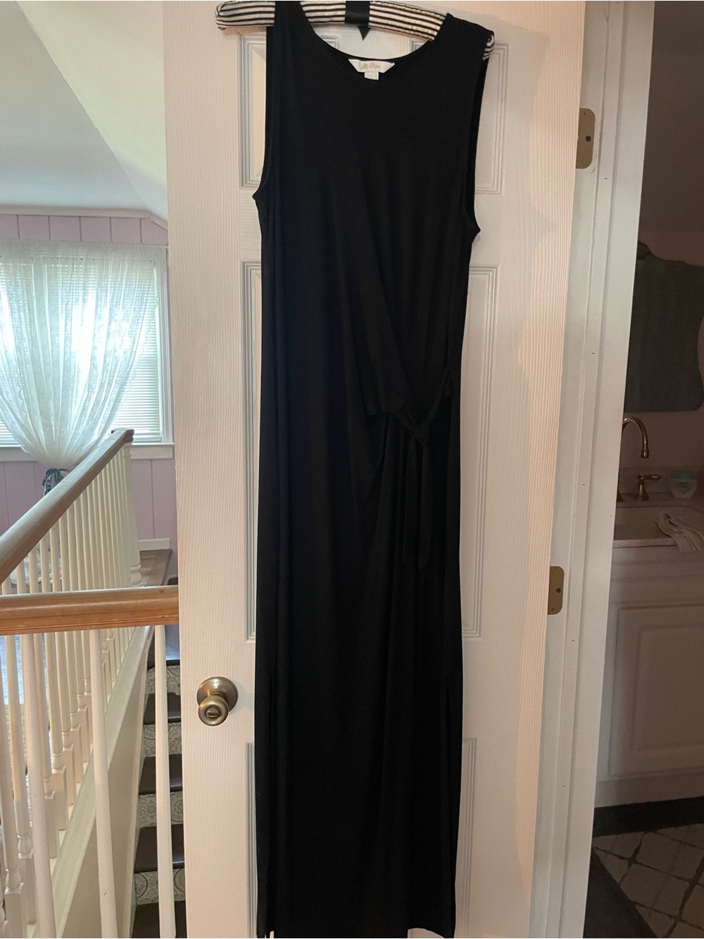 Lilly Pulitzer Black Sleeveless Maxi Dress with Side Tie